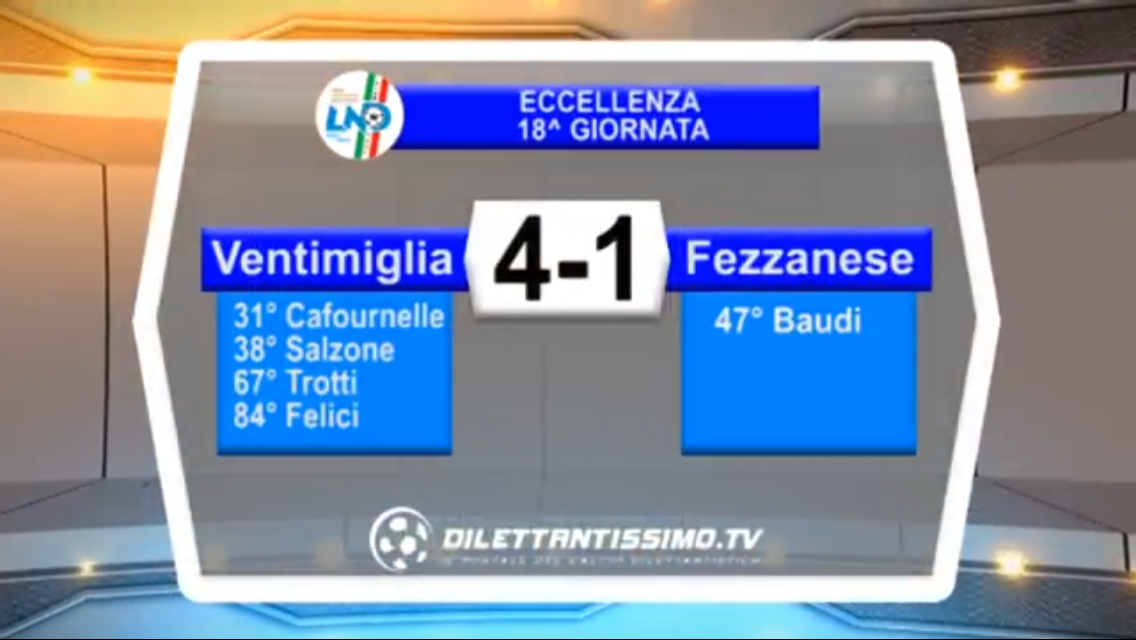 VIDEO: VENTIMIGLIA-FEZZANESE 4-1. Eccellenza 18ª Giornata