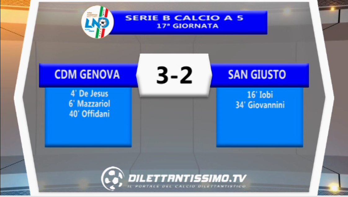 Calcio a 5 – Il VIDEO della vittoria per 3-2 della Cdm Genova sul San Giusto