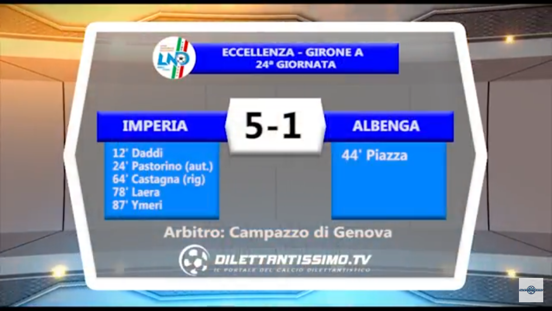 VIDEO: Imperia -Albenga 5-1. Eccellenza 23ª Giornata