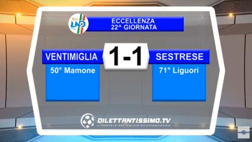 Video – Eccellenza 21^ giornata: Gli highlights di Ventimiglia-Sestrese 1-1