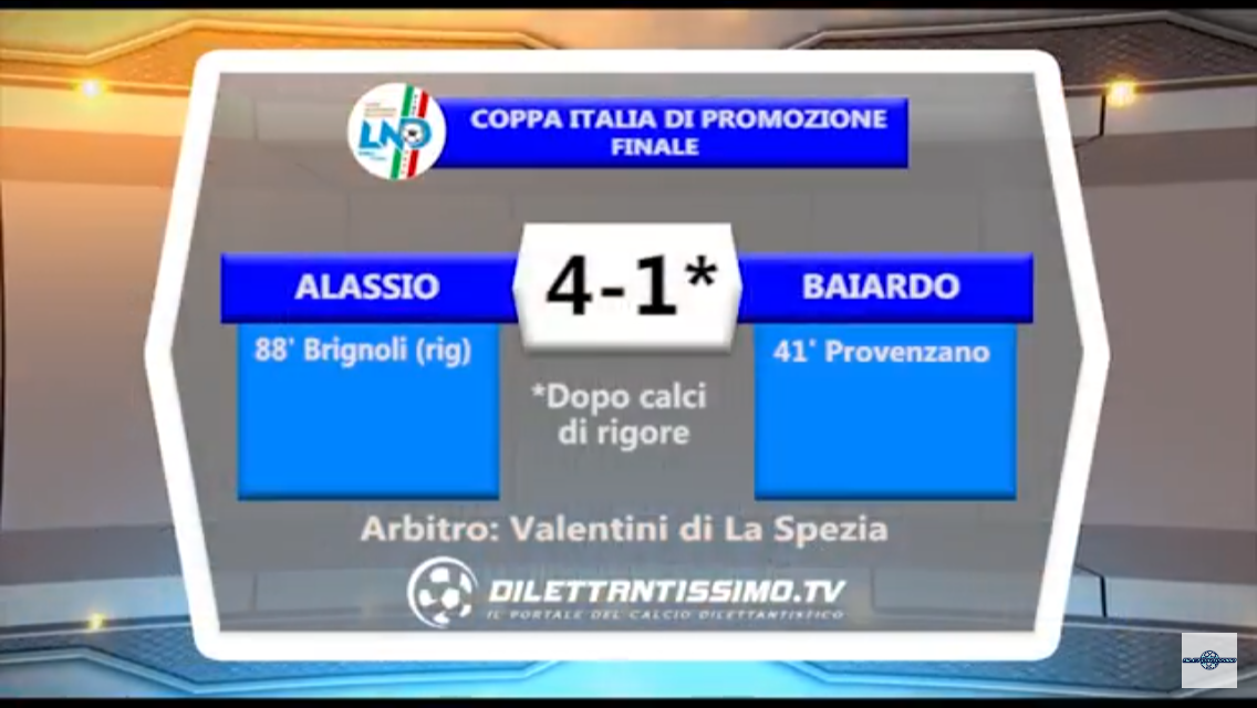VIDEO: ALASSIO – BAIARDO 4-1 dcr Finale coppa Italia Promozione