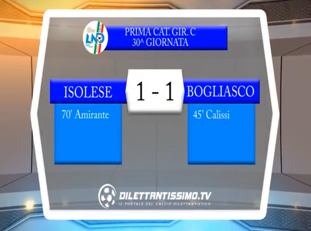 VIDEO – Prima Categoria C: Gli highlights di Isolese-Bogliasco 1-1