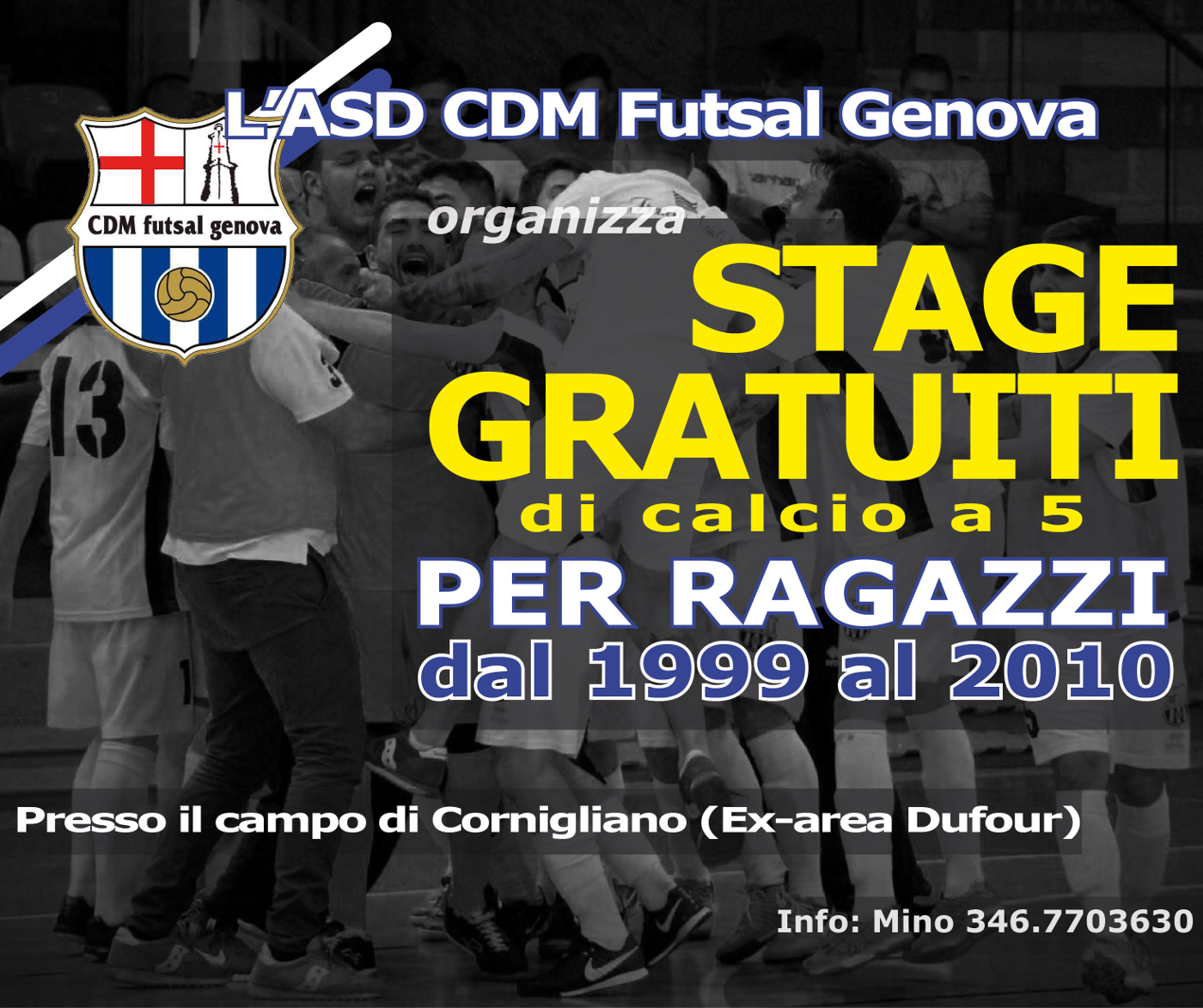 Cdm Genova, al via gli stage gratuiti per i nati dal 1999 al 2010