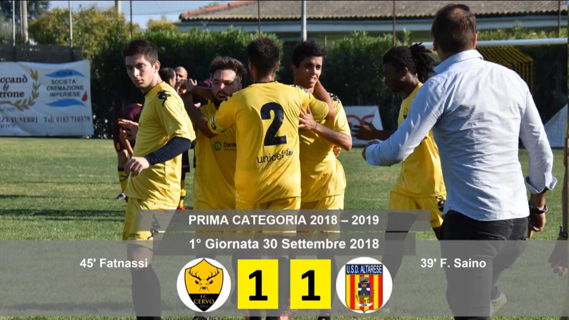 VIDEO – PRIMA A: Cervo e Altarese fanno 1-1. Succede tutto nel primo tempo