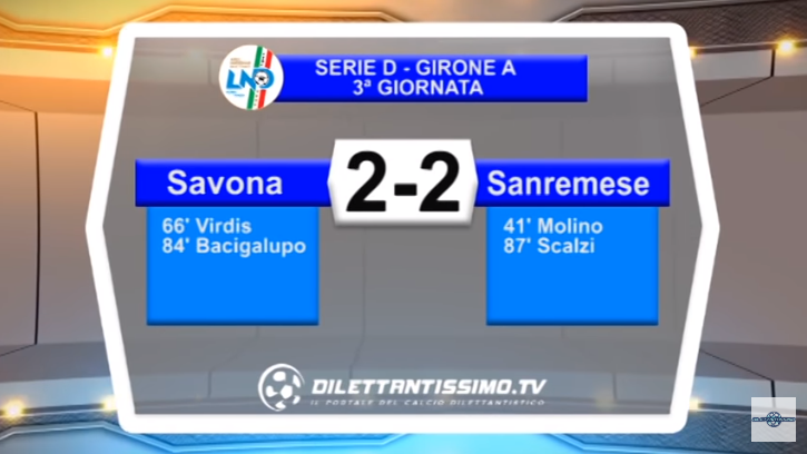 VIDEO – SERIE D: Il derby fra Savona e Sanremese finisce in equilibrio: al “Bacigalupo” è 2-2