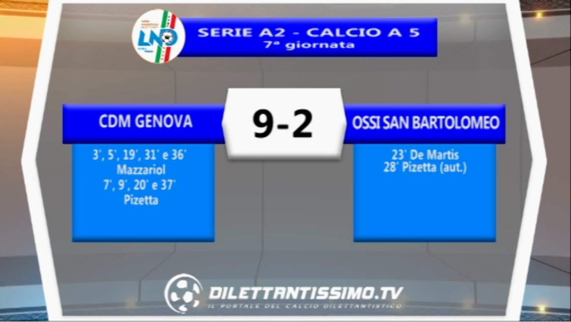 VIDEO – Futsal Serie A2: Il servizio di Cdm Genova-Ossi San Bartolomeo 9-2