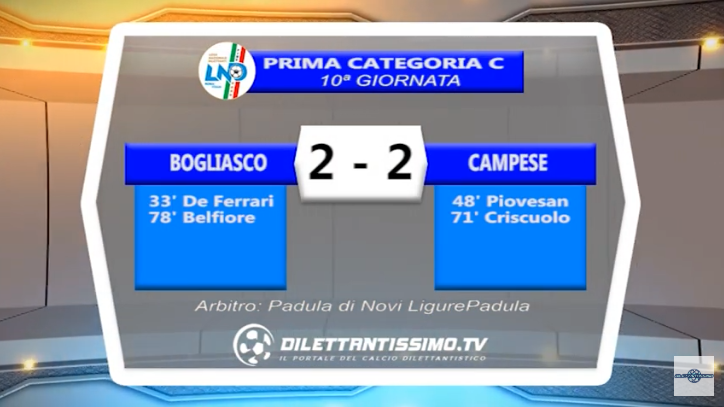 VIDEO – Prima C: Il servizio di Bogliasco-Campese 2-2