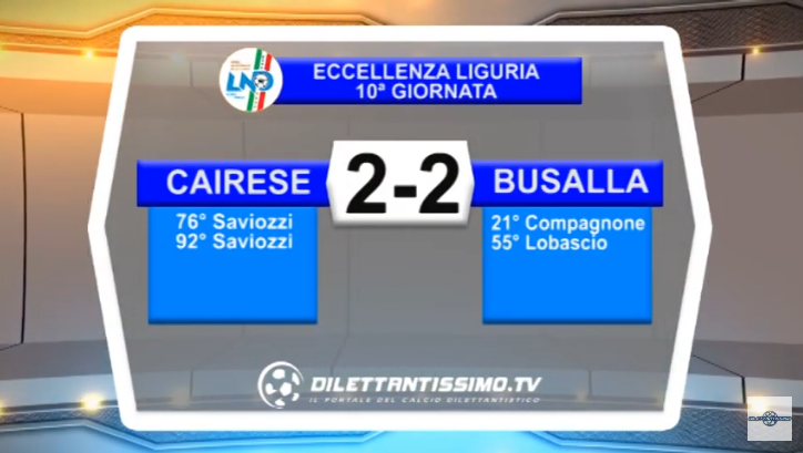 VIDEO – Eccellenza: Il servizio (e la sintesi extended-version) di Cairese-Busalla 2-2