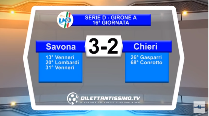 VIDEO – Serie D: Il servizio di Savona-Chieri 3-2