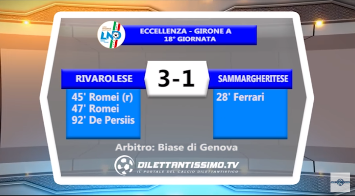 VIDEO – Eccellenza: Il servizio di Rivarolese-Sammargheritese 3-1