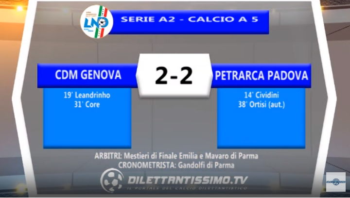 VIDEO – Futsal Serie A2: Il servizio di CDM Genova-Petrarca Padova 2-2