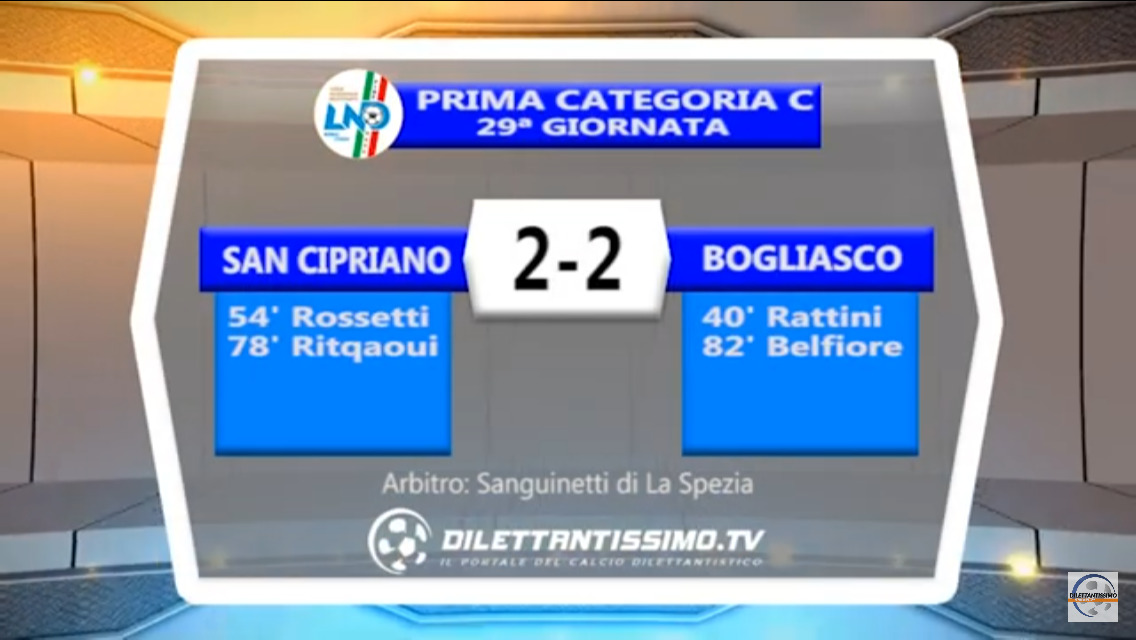 VIDEO: SAN CIPRIANO-BOGLIASCO 2-2. Highlights + Interviste + Moviola