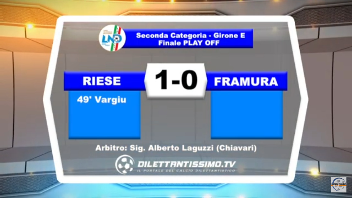 VIDEO PLAY OFF: RIESE-FRAMURA 1-0 Highlights + Interviste