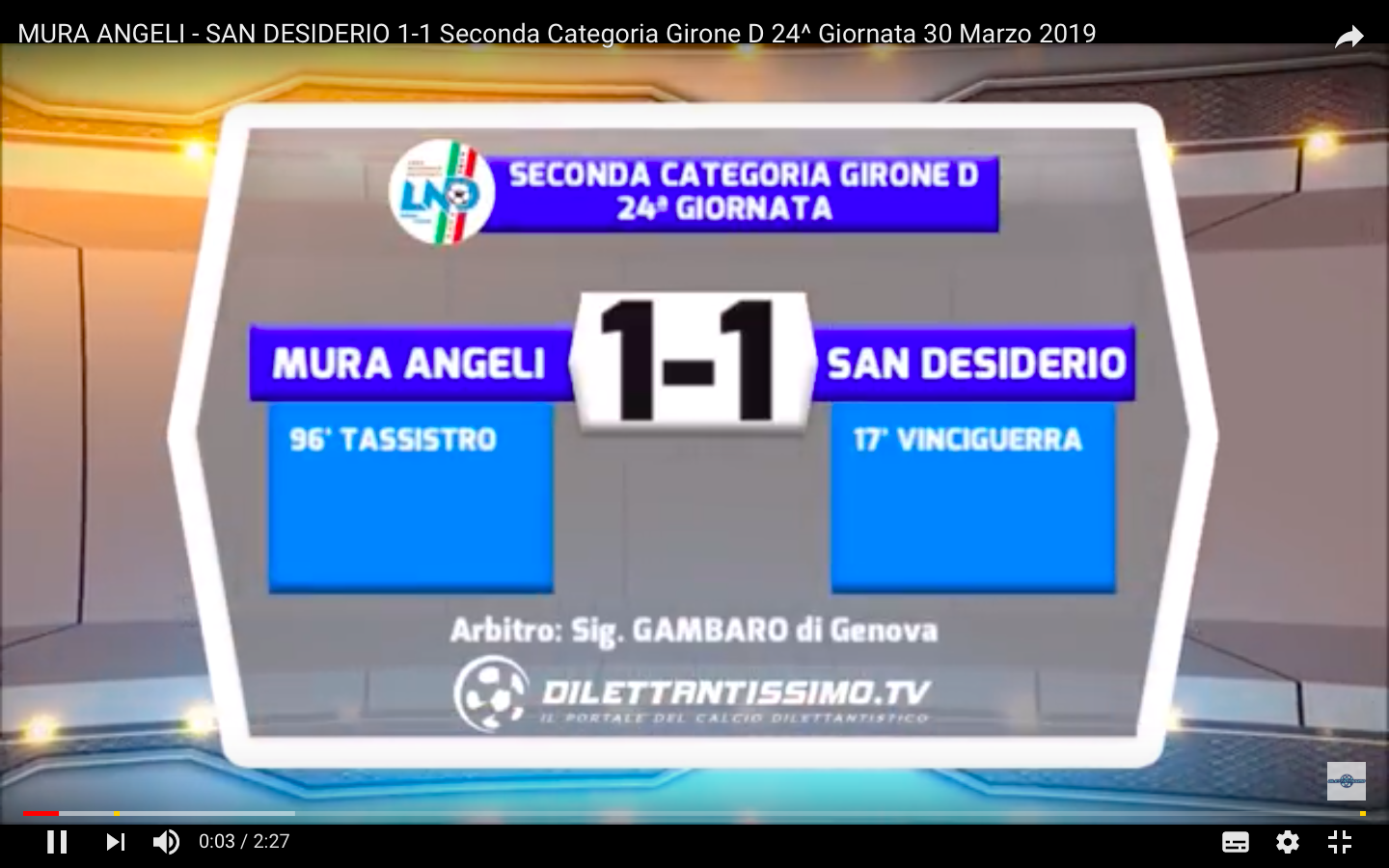 VIDEO: MURA ANGELI – SAN DESIDERIO 1-1