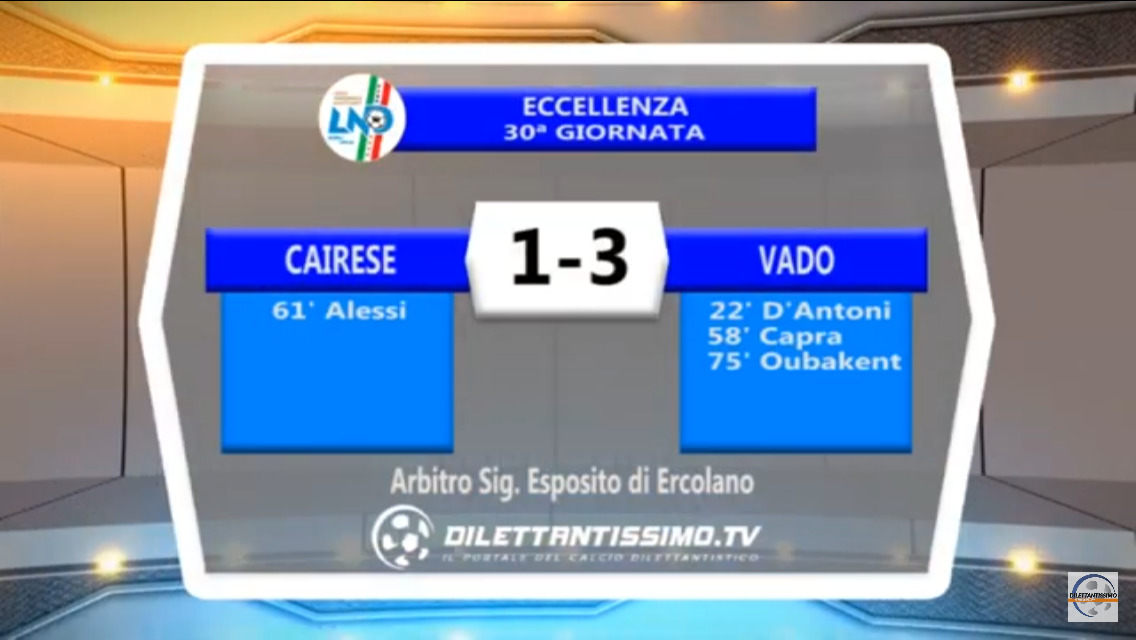 VIDEO: CAIRESE-VADO 1-3. Highlights+Interviste + Festa