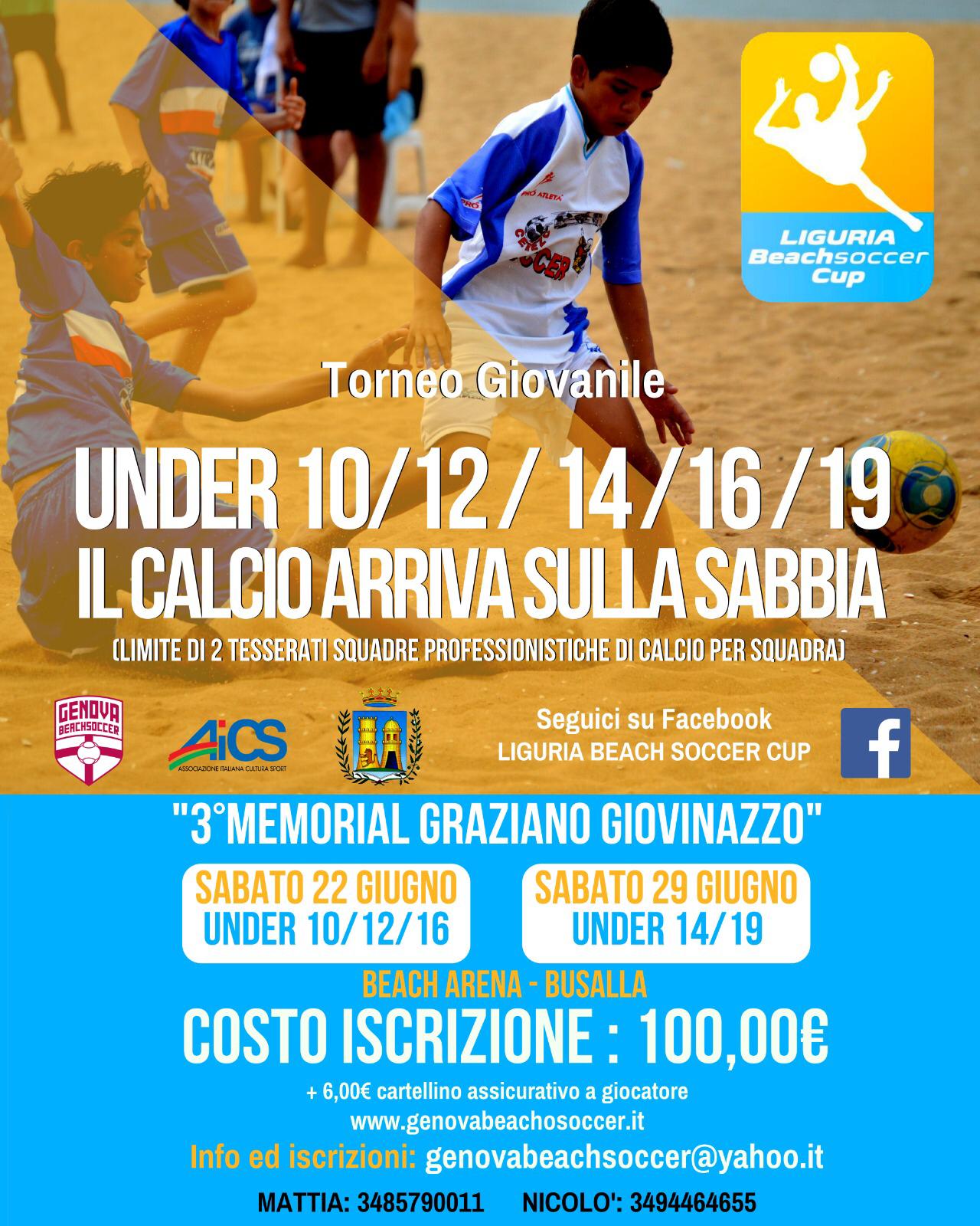 3º MEMORIAL GIOVINAZZO: BEACH SOCCER ANCHE PER RAGAZZI