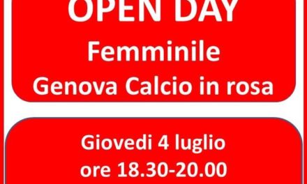 GENOVA CALCIO APRE GLI OPEN DAY FEMMINILE GIOVEDÌ ORE 18.30