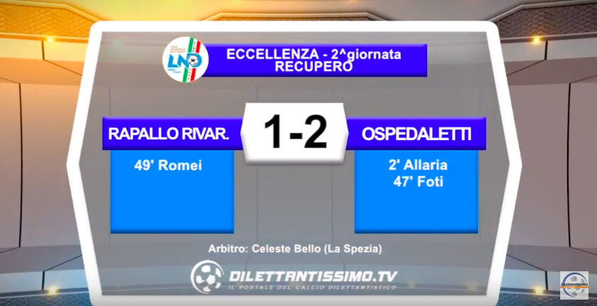 RAPALLO RIVAROLESE – OSPEDALETTI: Highlights della partita + interviste