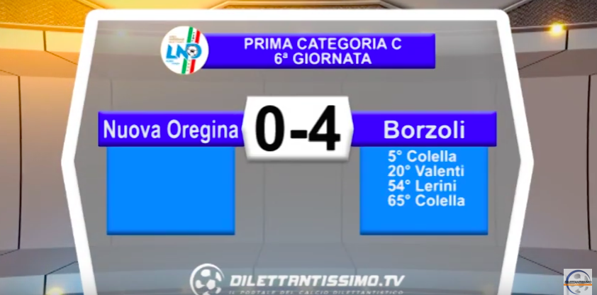 VIDEO – NUOVA OREGINA – BORZOLI 0-4: le immagini del match e le interviste