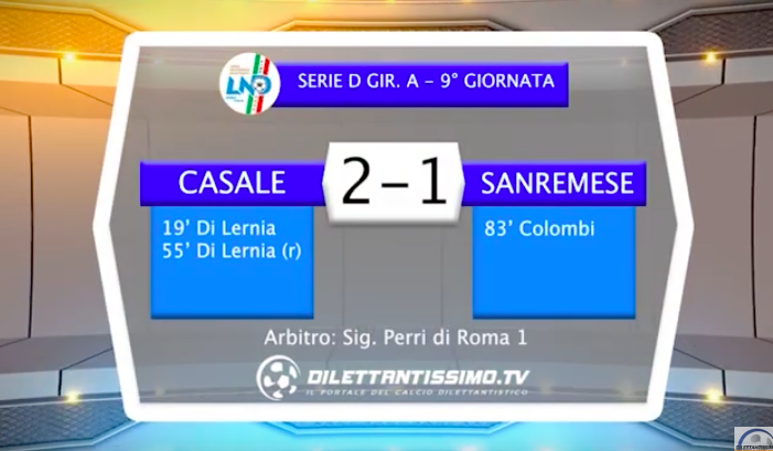 VIDEO – CASALE – SANREMESE 2-1: le immagini del match