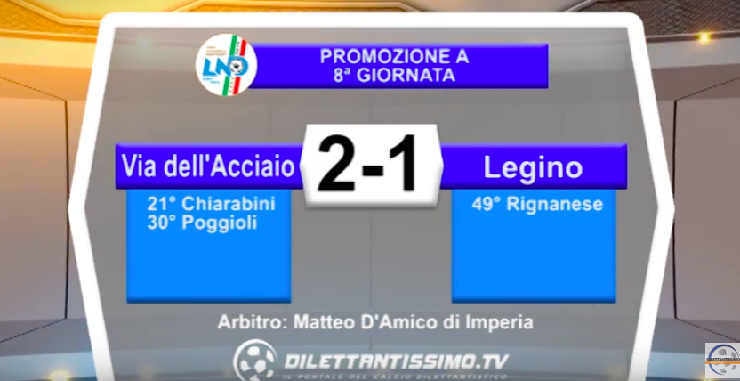 VIA DELL’ACCIAIO – LEGINO 2-1: Highlights della partita