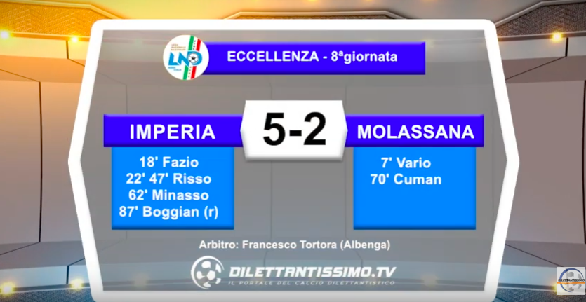 IMPERIA – MOLASSANA 5-2: Highlights della partita + Interviste