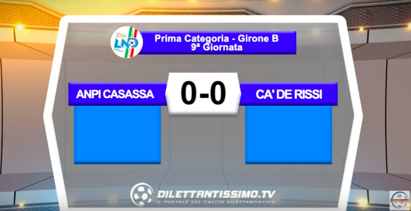 ANPI CASASSA – Cà DE RISSI 0-0: Highlights della partita