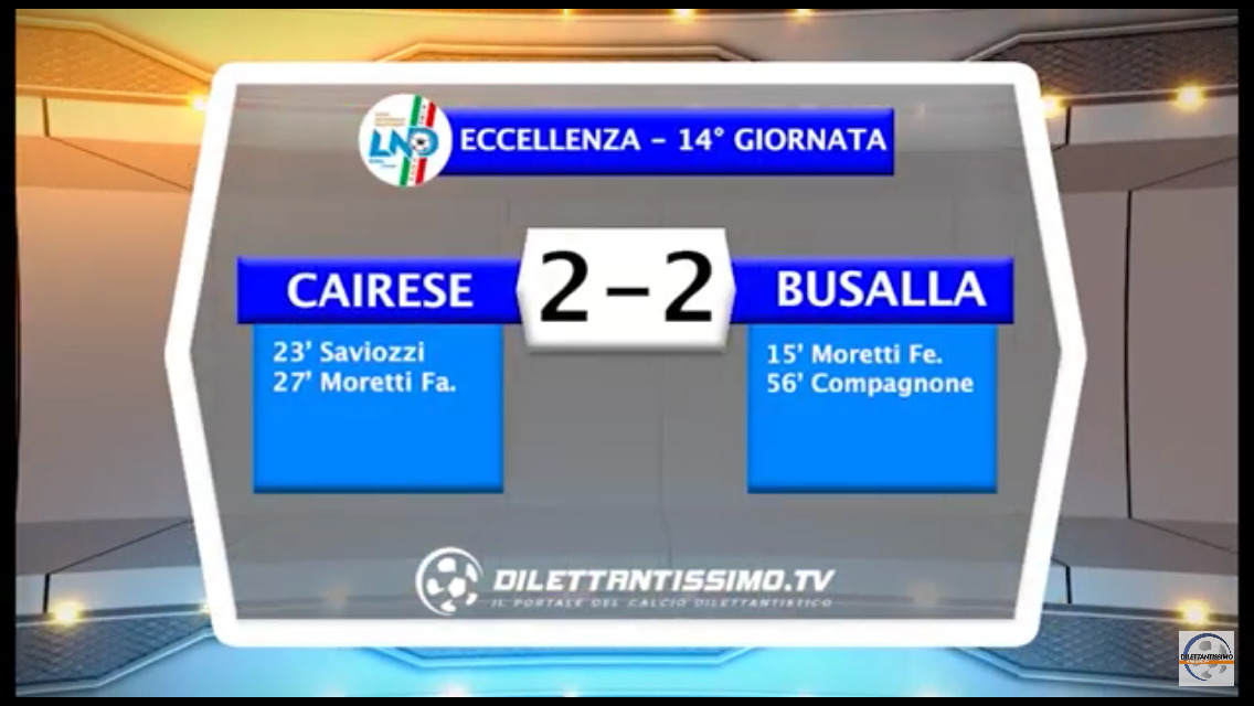 CAIRESE – BUSALLA 2-2: Highlights della partita