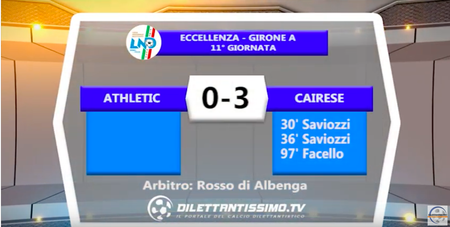 ATHLETIC – CAIRESE 0-3: Highlights della partita + interviste