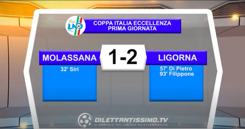 Coppa Italia Eccellenza: Molassana-Ligorna 1-2, gli highlights della partita