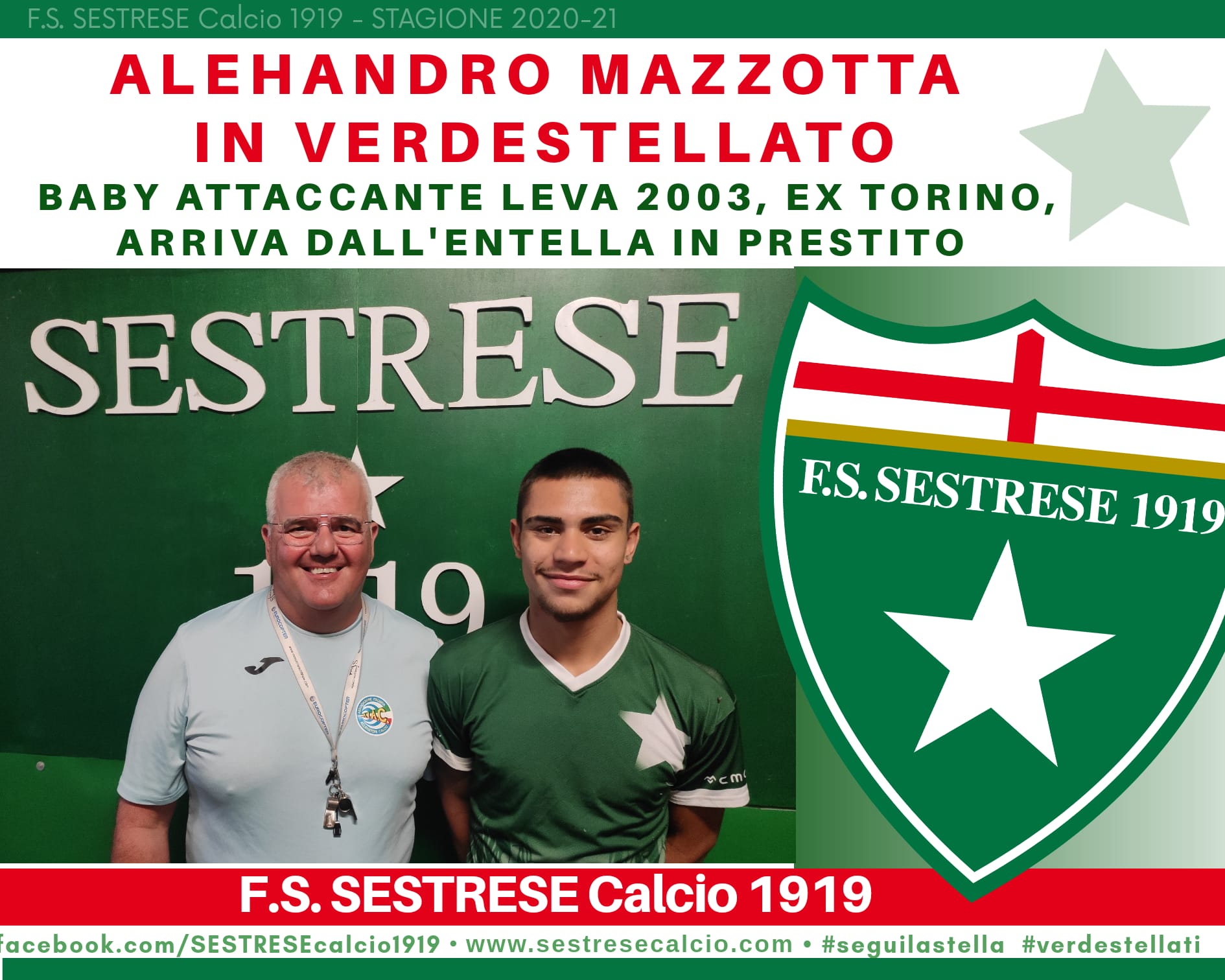 Sestrese, arriva Mazzotta in prestito dalla Virtus Entella