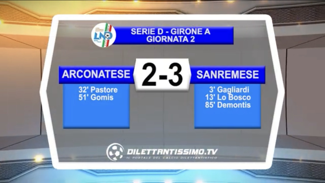 VIDEO – Arconatese-Sanremese 2-3: le immagini del match