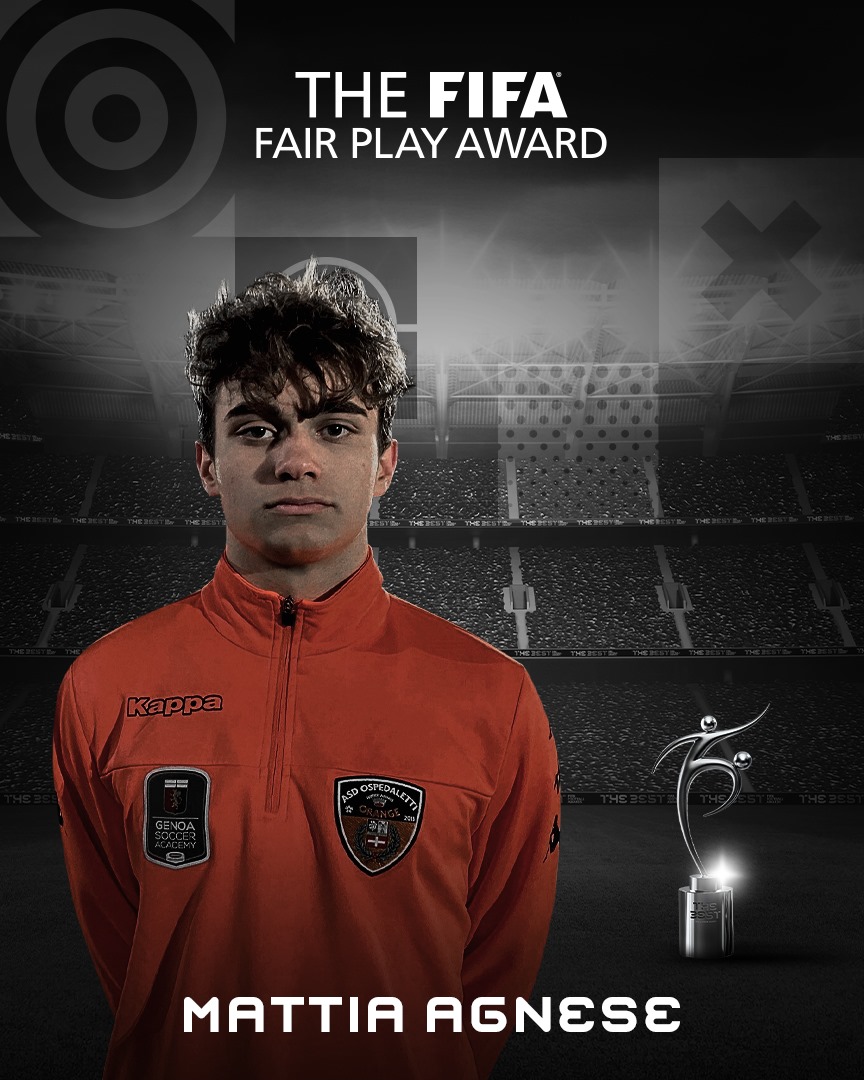 OSPEDALETTI: MATTIA AGNESE SI AGGIUDICA IL FIFA FAIR PLAY AWARD 2020!