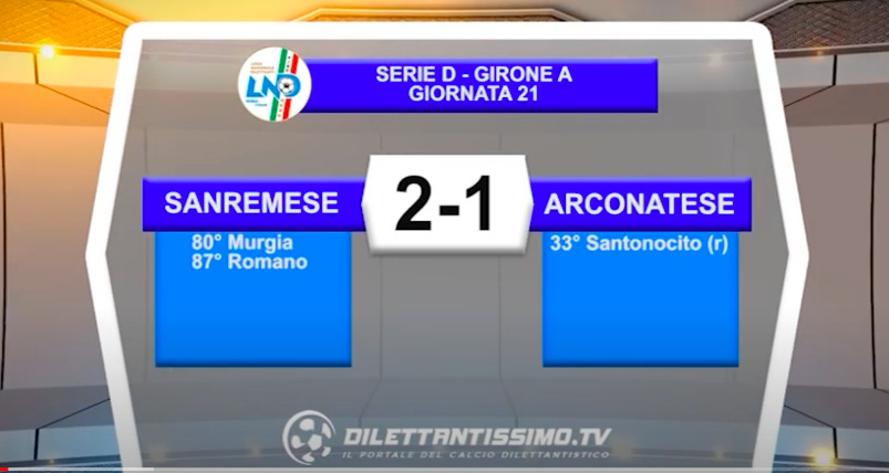 VIDEO|SANREMESE-ARCONATESE 2-1: LE IMMAGINI DEL MATCH