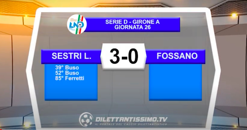 VIDEO|SESTRI LEVANTE-FOSSANO 3-0: LE IMMAGINI DEL MATCH