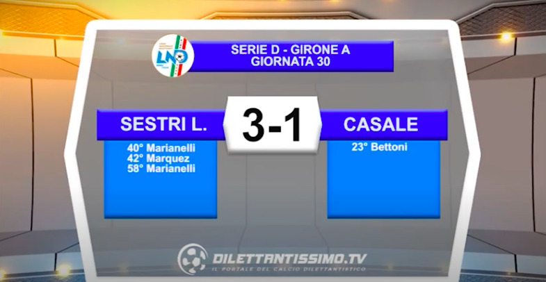 VIDEO|SESTRI LEVANTE-CASALE 3-1: LE IMMAGINI DEL MATCH