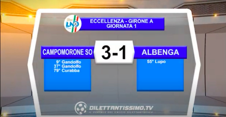 VIDEO|CAMPOMORONE-ALBENGA 3-1: LE IMMAGINI DEL MATCH