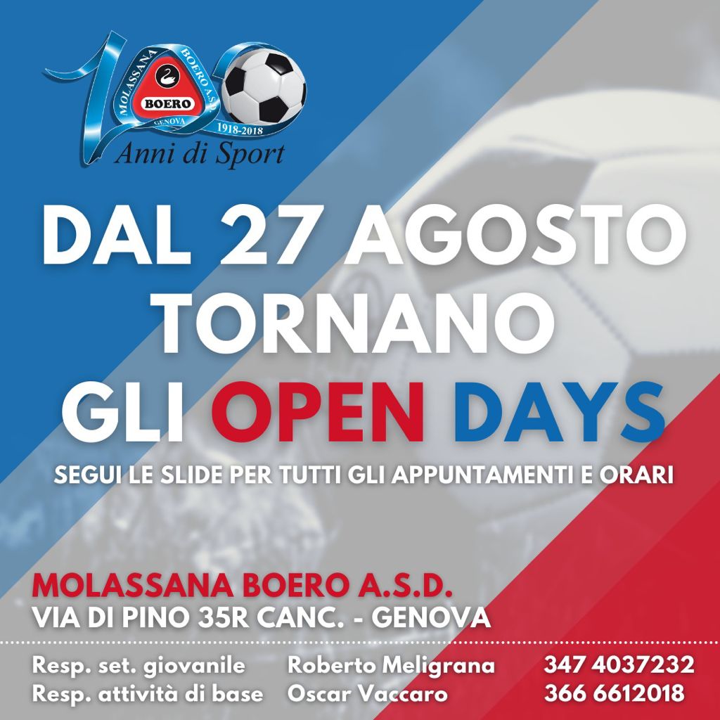 Molassana: il 27 agosto ripartono gli open days