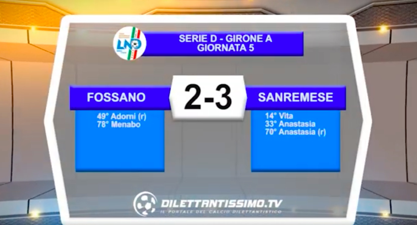 FOSSANO-SANREMESE 2-3: GLI HIGHLIGHTS DELLA PARTITA