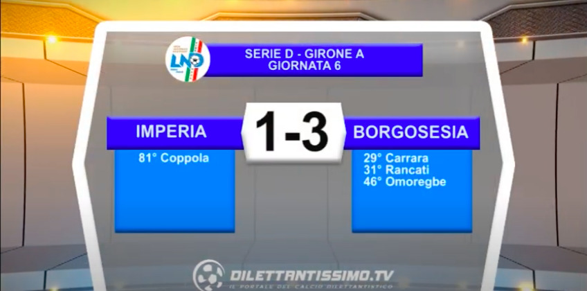 IMPERIA-BORGOSESIA 1-3: GLI HIGHLIGHTS DELLA PARTITA