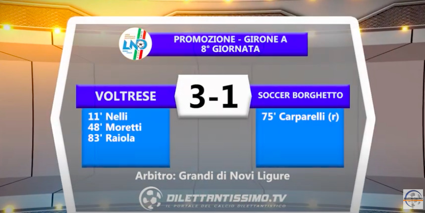 VOLTRESE-SOCCER BORGHETTO 3-1: GLI HIGHIGHTS DELLA PARTITA