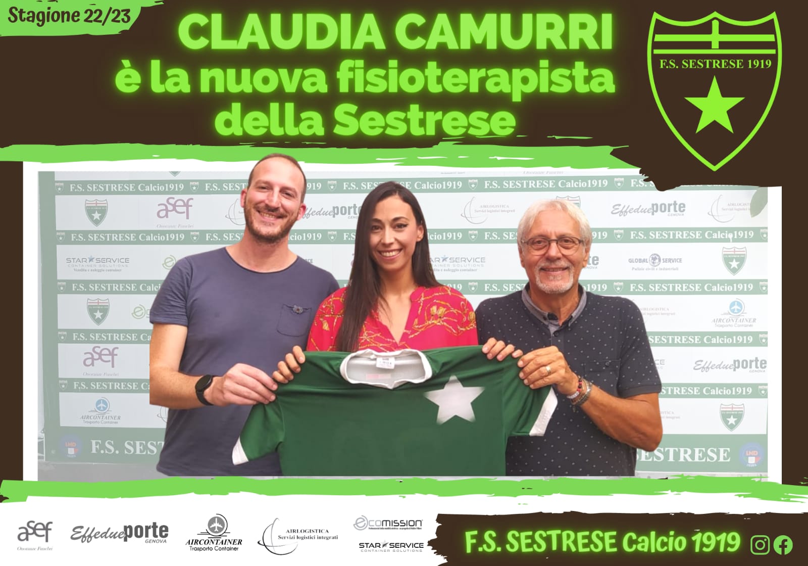 CLAUDIA CAMURRI È LA NUOVA FISIOTERAPISTA DELLA SESTRESE