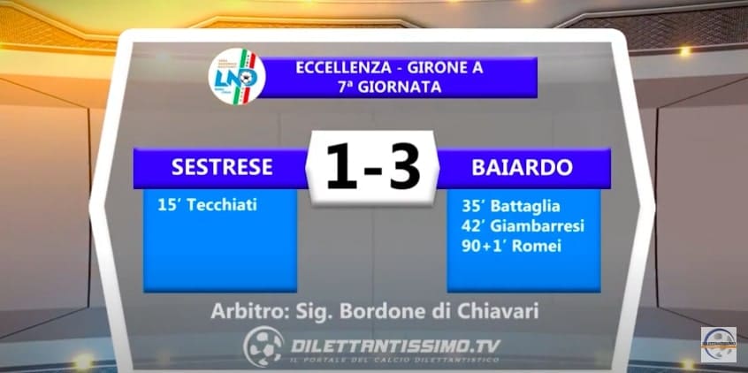 SESTRESE-BAIARDO 1-3: GLI HIGHLIGHST DELLA PARTITA