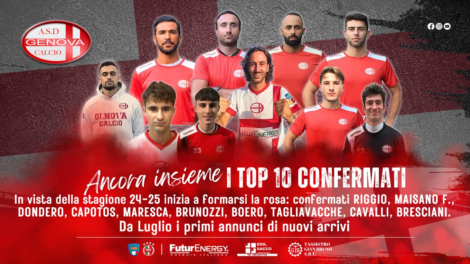 Genova Calcio, arrivano 10 conferme per la stagione 2024/25